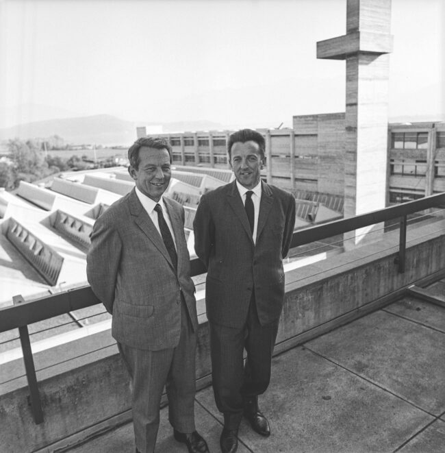 Heinrich and Klaus Gebert on the roof of Jona plant early 1970 (HISTORY 150YoT)